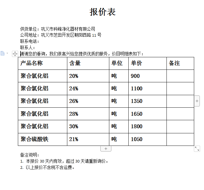 聚合氯化鋁價(jià)格請(qǐng)過目